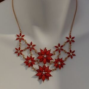 Icing Red and Gold Floral Necklace